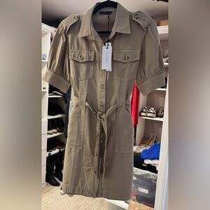 Maven West Khaki Cargo Pocket Mini Dress